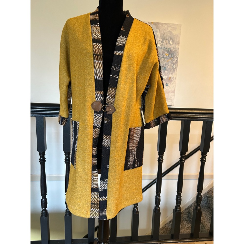 Kollontai Yellow Wool Blend Open Front Cardigan Jacket Made in Canada NWT S/P
